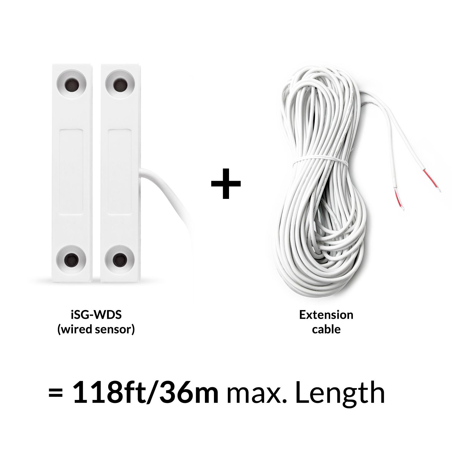 98ft (30m) long extension cable to connect ismartgate PRO to multiple openers or extend the length of the iSG-WDS sensor.